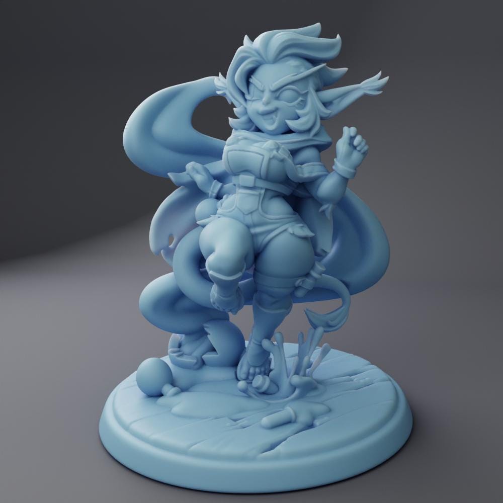 Goldie the Alchemist | Female Goblin | Medium | Reforged | Twin Goddess Miniatures | Dungeons and Dragons | TTRPG | Pathfinder | Greenskin