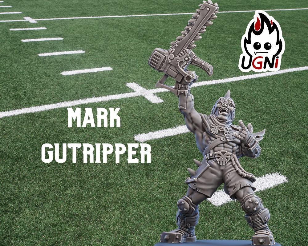 Mark Gutripper | Chainsaw Star Player | Secret Weapon | Chaotic Human | Fantasy Football | Ugni Miniatures