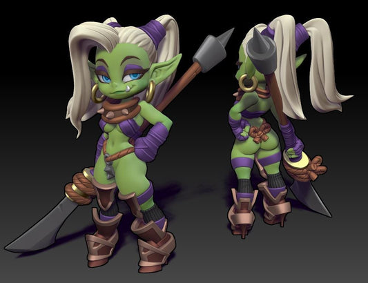 Doxy | Orc Fighter | Medium | Reforged | Twin Goddess Miniatures | Dungeons and Dragons | TTRPG | Pathfinder | Greenskin