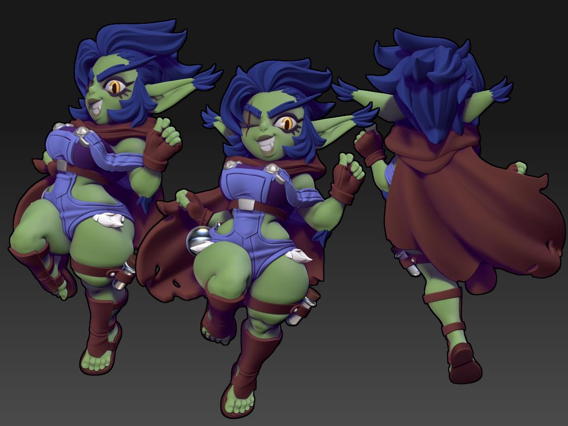 Goldie the Alchemist | Female Goblin | Medium | Reforged | Twin Goddess Miniatures | Dungeons and Dragons | TTRPG | Pathfinder | Greenskin