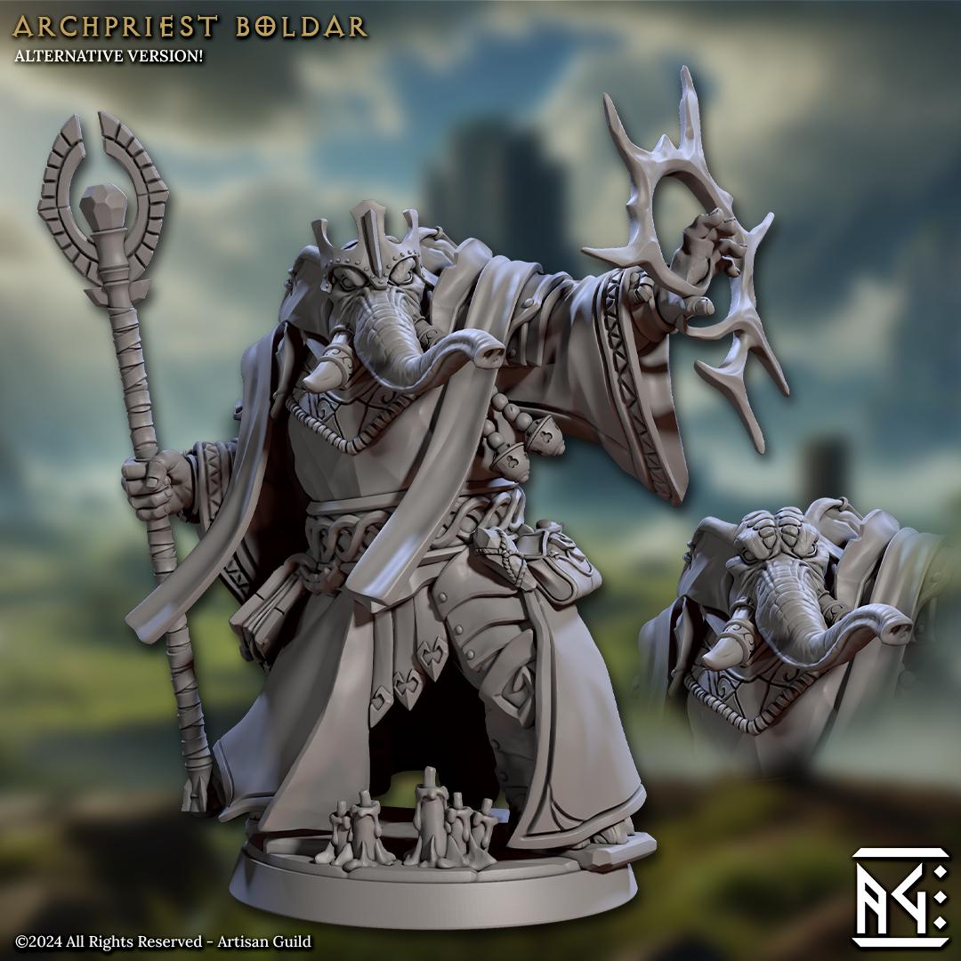 Archpriest Boldar | 32mm | M | Loxodon Paladin | Elephorim Ivory Sentinels | Artisan Guild | Dungeons and Dragons | TTRPG