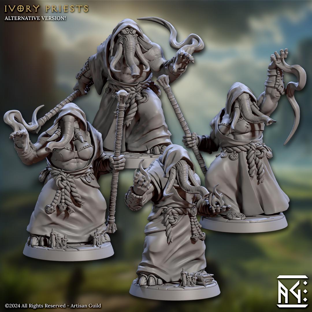 Ivory Priest | 32mm | M | 4 Options | Loxodon Spellcasters | Elephorim Ivory Sentinels | Artisan Guild | Dungeons and Dragons | TTRPG