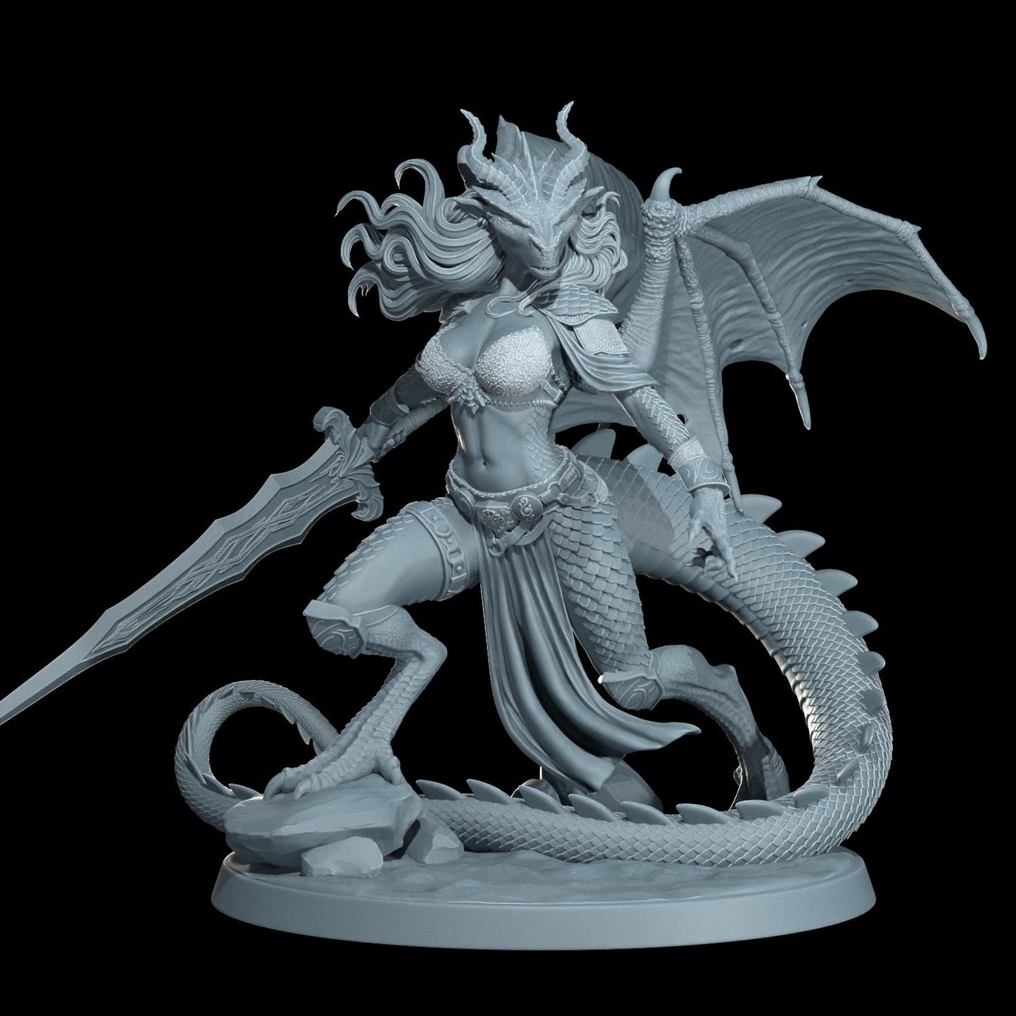 Drakira Flameheart | 75mm Scale | Pinup Model | NSFW Options | Barbarian Savage Souls | Dungeons and Dragons | TTRPG | Castor Miniatures