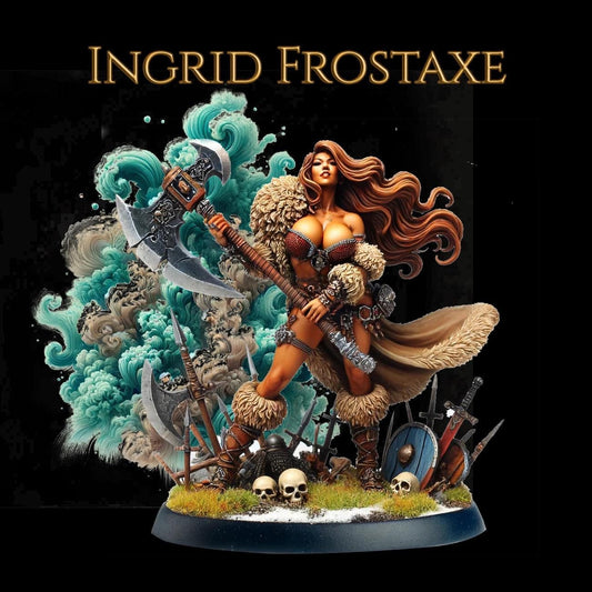 Ingrid Frostaxe | 75mm Scale | Pinup Model | NSFW Options Barbarian Savage Souls | Dungeons and Dragons | TTRPG | Castor Miniatures