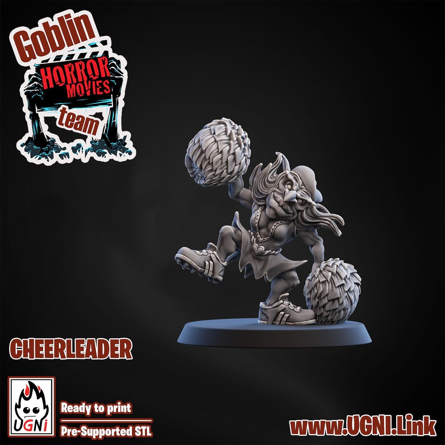 Goblin Horror Cheerleader | 3 Models | Support Staff | Goblin Horror Movie Team | Fantasy Football | Ugni