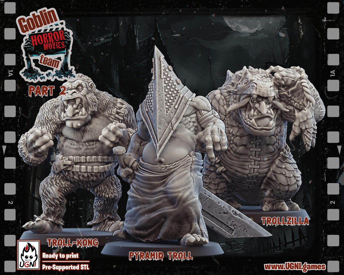 Goblin Horror Trolls | 3 Models | Big Guys | Goblin Horror Movie Team | Fantasy Football | Ugni