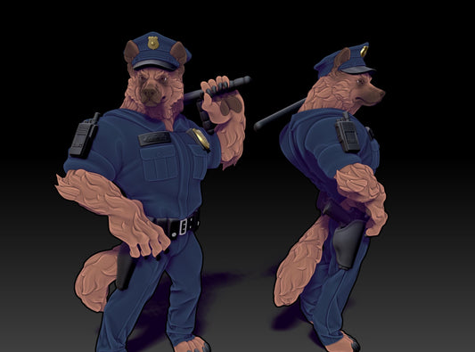 Werehound Officer | 32mm and 75mm | Medium | Fantasy Crime Drama | Dungeons and Dragons | TTRPG | Twin Goddess Miniatures