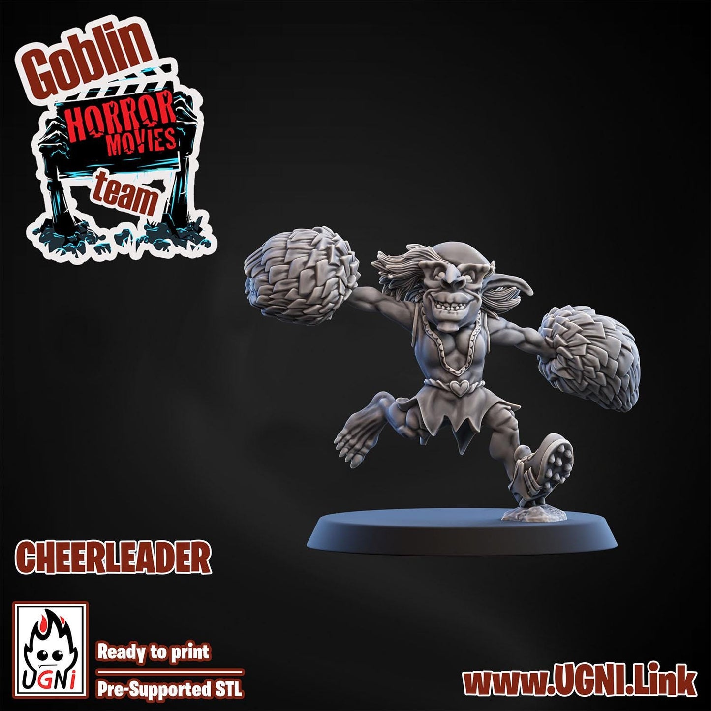 Goblin Horror Cheerleader | 3 Models | Support Staff | Goblin Horror Movie Team | Fantasy Football | Ugni