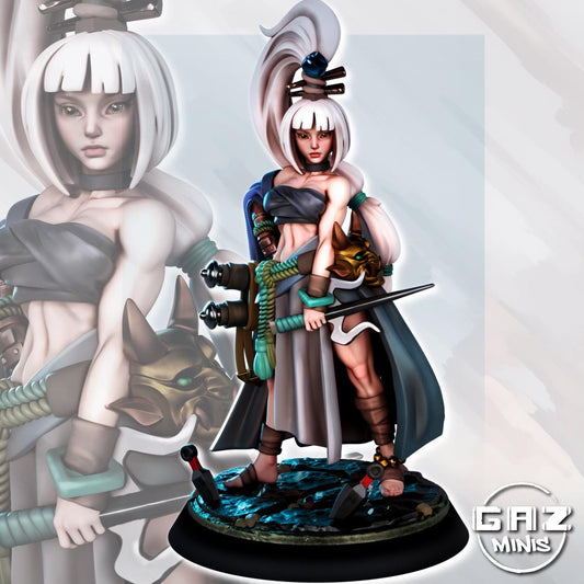 Rin Ninja Girl | Medium | 32mm Scale | Gaz Minis | Dungeons and Dragons | TTRPG | Miniature | Paladin | Knight