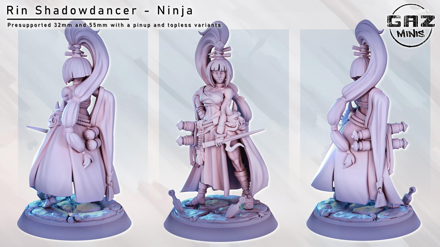 Rin Ninja Girl | Medium | 32mm Scale | Gaz Minis | Dungeons and Dragons | TTRPG | Miniature | Paladin | Knight