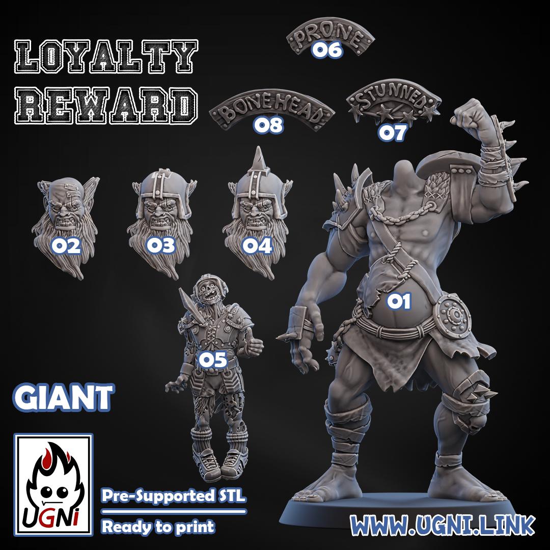 Giant | 60mm Base | Mercenary Big Guy | Fantasy Football | Ugni Miniatures | Dungeons and Dragons | TTRPG