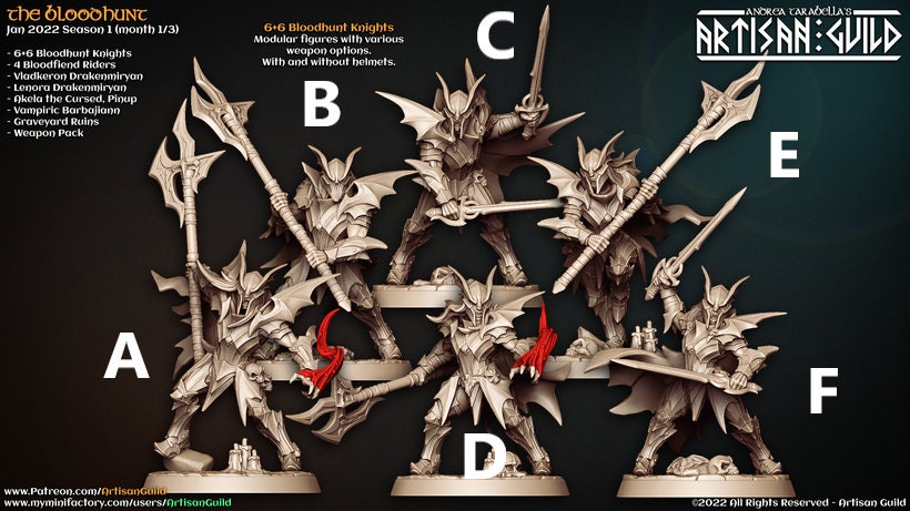 Bloodhunter Knights | Helmet or Bare-Headed | 32mm Scale | Medium | Artisan Guild
