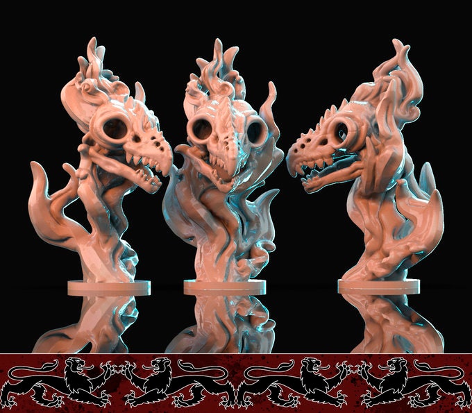 Flaming Skull | Medium | Three Variants | 32mm Scale | D&D | Brayan Nafarrate | Bestiary Vol. 1