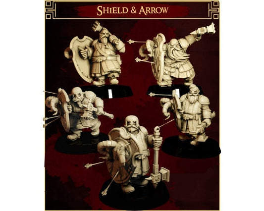 Shield and Arrows | Dwarves Vs. Elves | 32mm | Dungeons and Dragons | The Master Forge