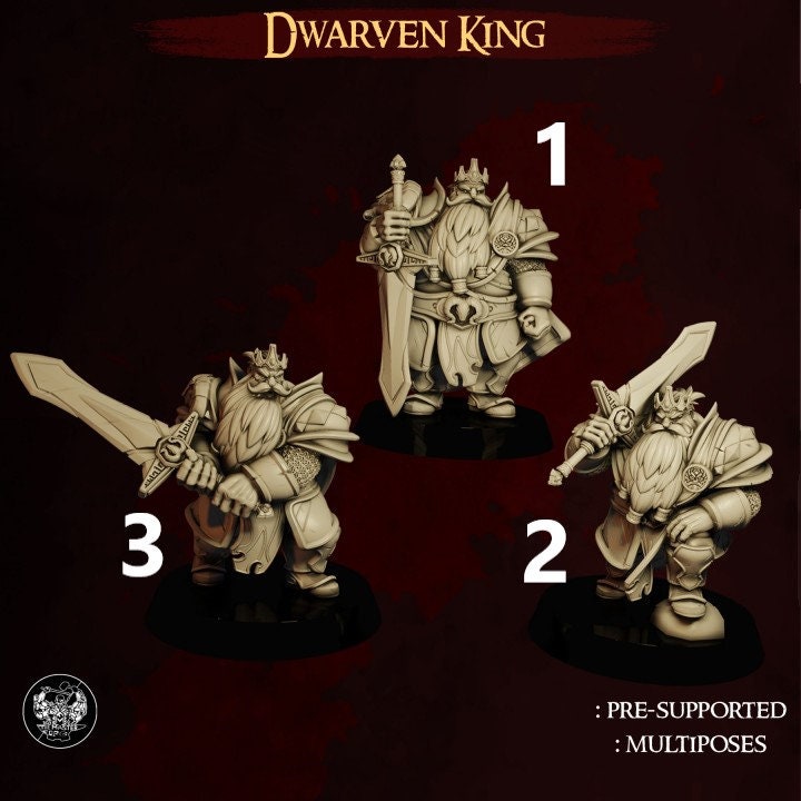 Dwarf King| Dwarves Vs. Elves | 32mm | Dungeons and Dragons | The Master Forge