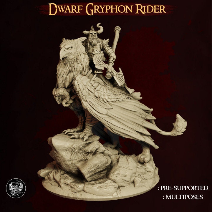 Dwarf Gryphon Riders | Large | Dwarves Vs. Elves | 32mm | Dungeons and Dragons | The Master Forge