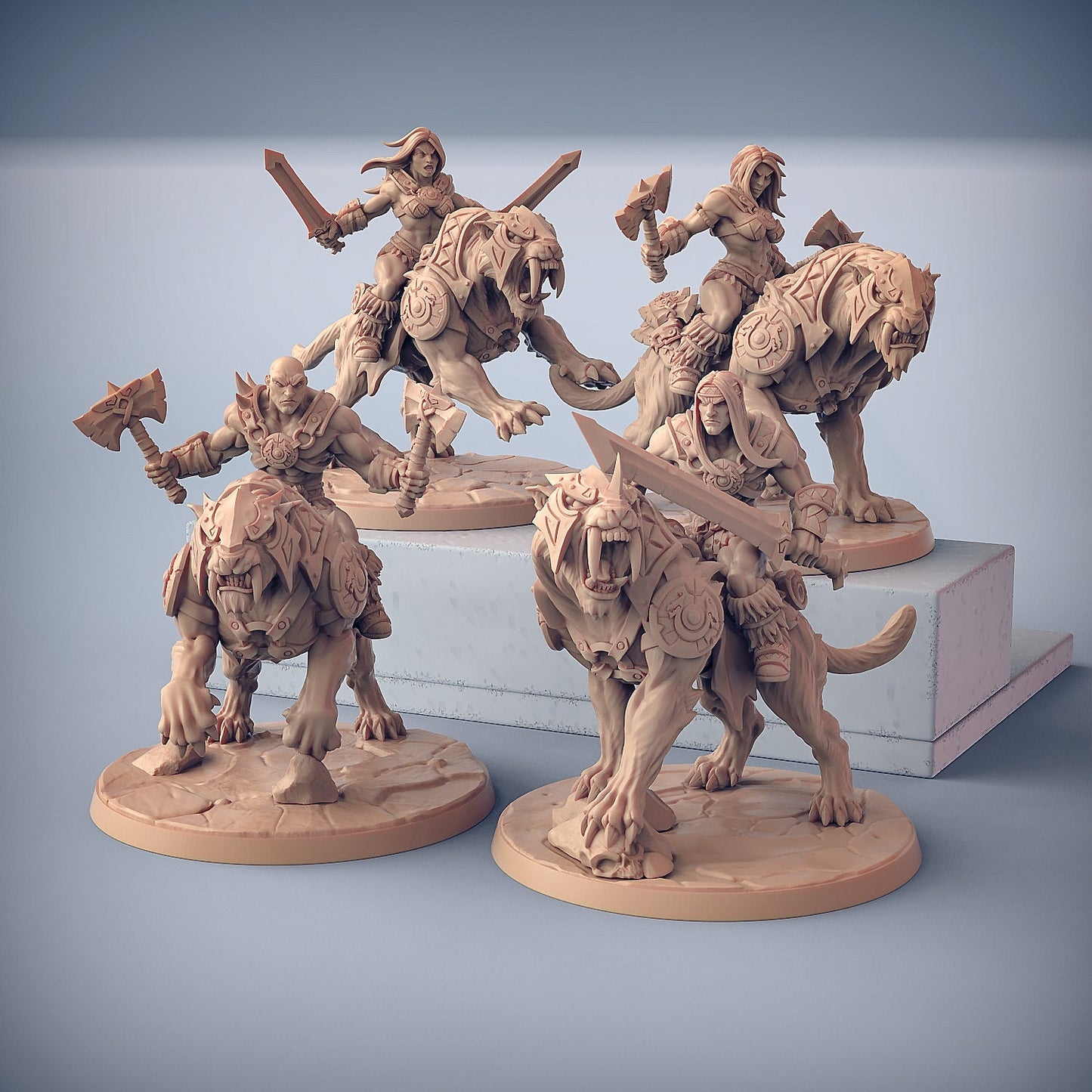 Smilodon Riders | 3 Variations | 32mm Scale | Large | Dragonpeak Barbarians | Artisan Guild