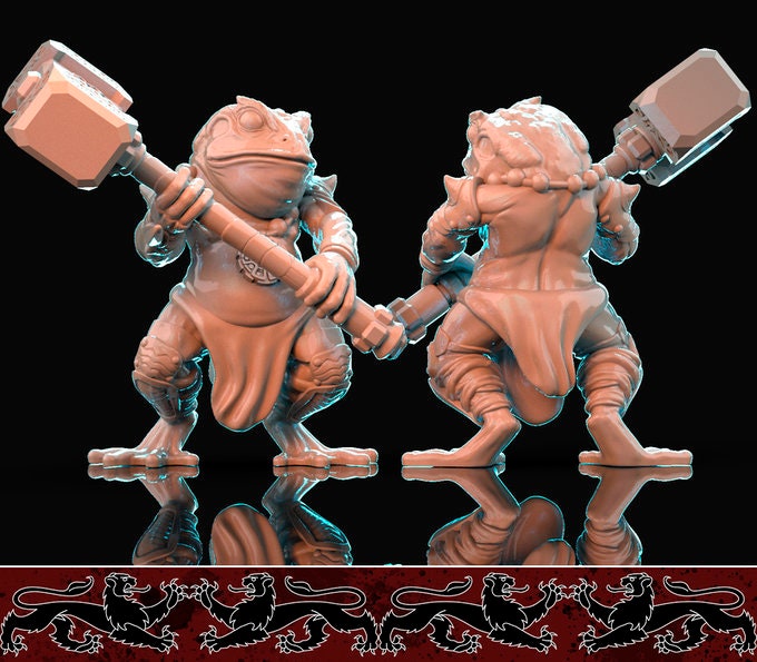 Toadfolk | Grung | Bullywug | Two Variants | 32mm Scale | D&D | Brayan Nafarrate | Bestiary Vol. 1