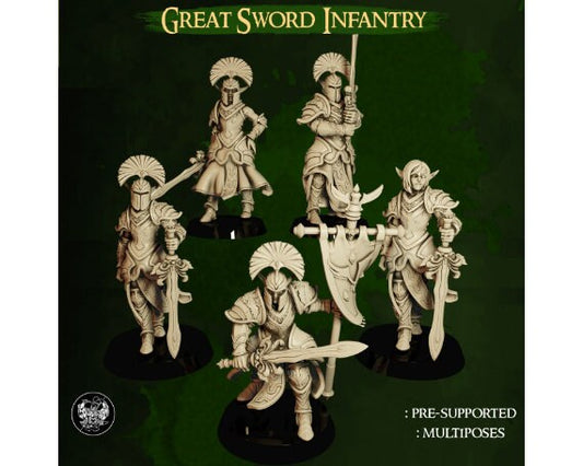 Great Sword Infantry | Dwarves Vs. Elves | 32mm | Dungeons and Dragons | The Master Forge