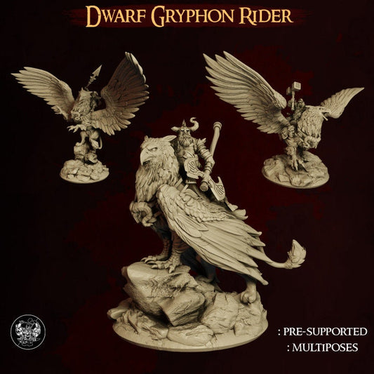 Dwarf Gryphon Riders | Large | Dwarves Vs. Elves | 32mm | Dungeons and Dragons | The Master Forge