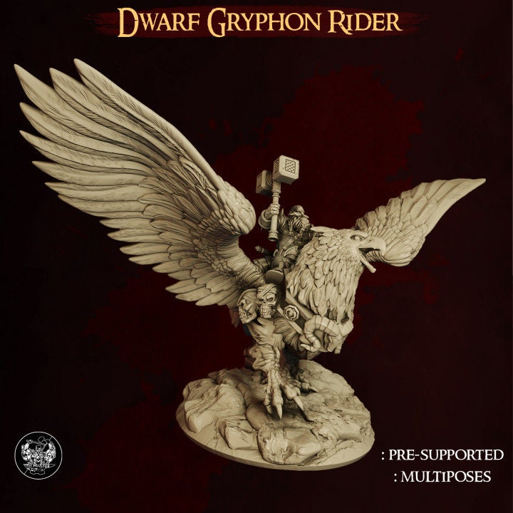 Dwarf Gryphon Riders | Large | Dwarves Vs. Elves | 32mm | Dungeons and Dragons | The Master Forge