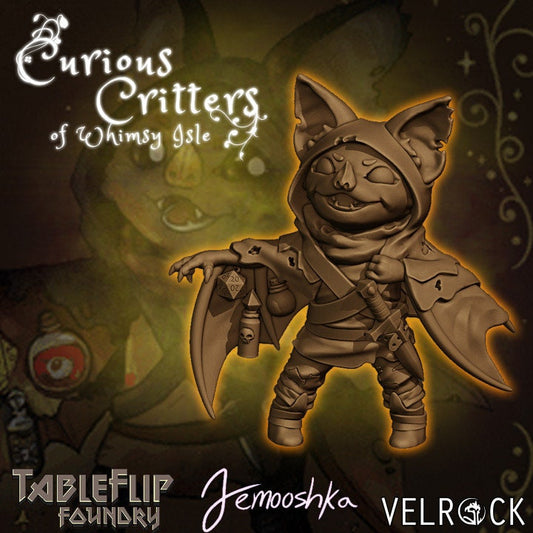 Swindler | Bat Rogue | Medium | Cute Characters | Curious Critters of Whimsy Isle | Velrock Art Miniatures