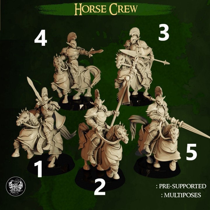 Elven Horse Crew | Dwarves Vs. Elves | Large | 32mm | Dungeons and Dragons | The Master Forge