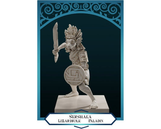 Lizardfolk Paladin | Sershaea | Medium | DND is a Woman | The Printing Goes Ever On