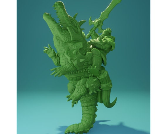 Orc on Alligator Mount | Huge | 3 Variants | 32mm Scale | Brayan Nafarrate | Bestiary Vol. 6