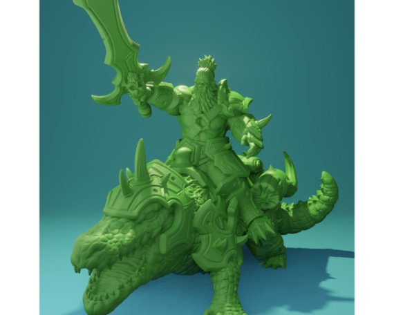 Orc on Alligator Mount | Huge | 3 Variants | 32mm Scale | Brayan Nafarrate | Bestiary Vol. 6