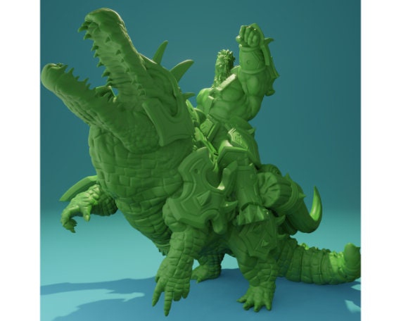 Orc on Alligator Mount | Huge | 3 Variants | 32mm Scale | Brayan Nafarrate | Bestiary Vol. 6