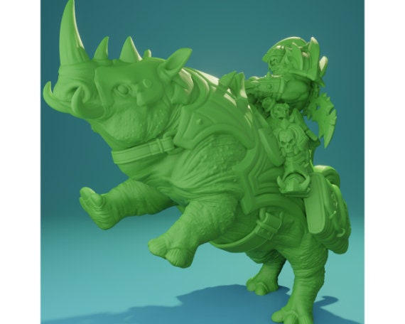 Orc on Rhino | Huge | 3 Variants | 32mm Scale | Brayan Nafarrate | Bestiary Vol. 6