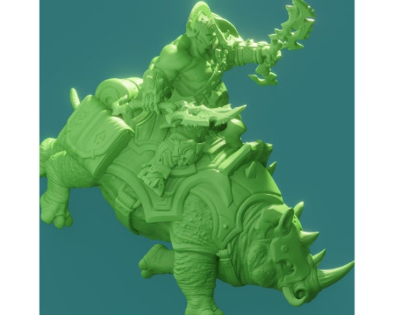 Orc on Rhino | Huge | 3 Variants | 32mm Scale | Brayan Nafarrate | Bestiary Vol. 6