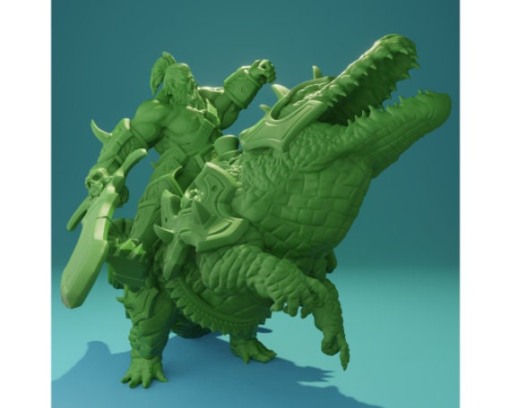 Orc on Alligator Mount | Huge | 3 Variants | 32mm Scale | Brayan Nafarrate | Bestiary Vol. 6