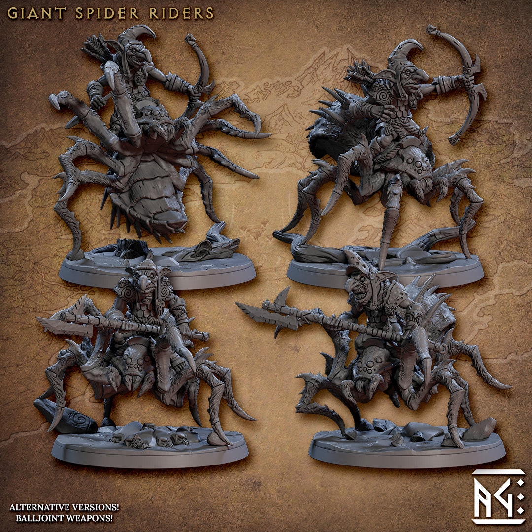 Giant Spider Riders | Large | 32mm | Artisan Guild | Faldor Goblins