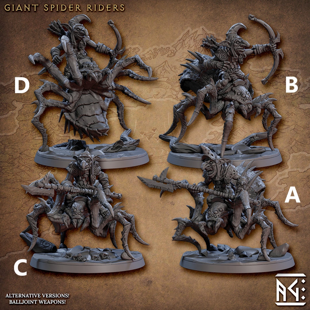 Giant Spider Riders | Large | 32mm | Artisan Guild | Faldor Goblins