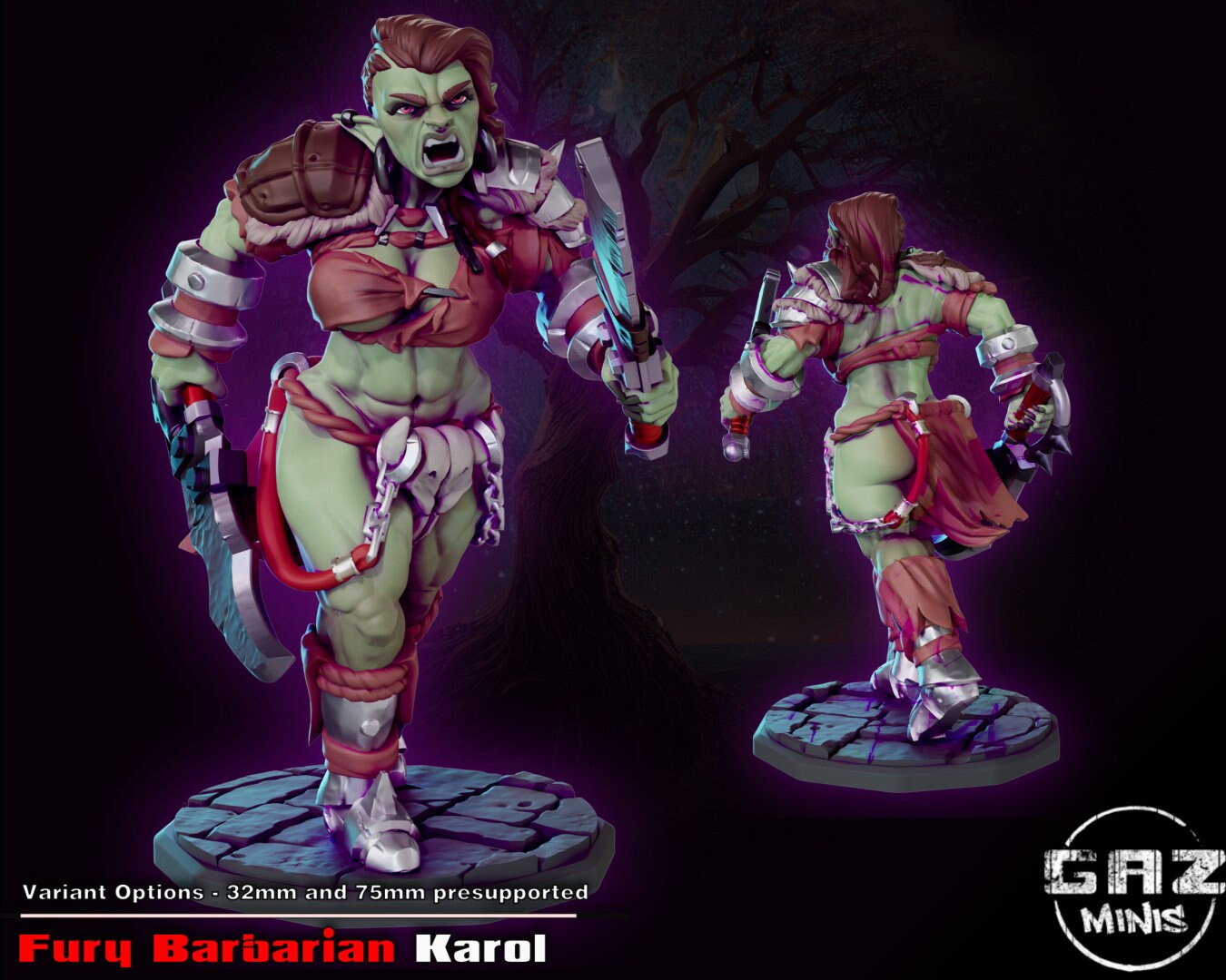 Karol the Fury Barbarian | Medium | 32mm | Gaz Minis