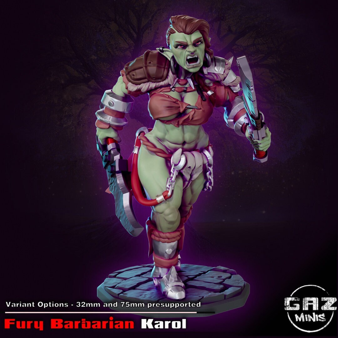 Karol the Fury Barbarian | Medium | 32mm | Gaz Minis