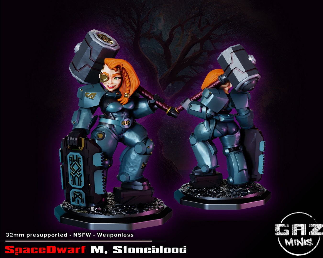 Mirana Stoneblood | Medium | 32mm | Gaz Minis | NSFW Option | Pinup | Cyberpunk