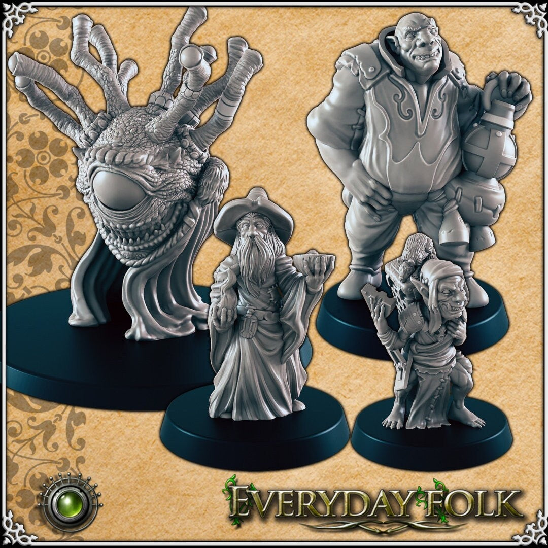 Blackmarket | 4 Models | Medium | 32mm | EC3D | Everyday Folk | Villagers | Townsfolk