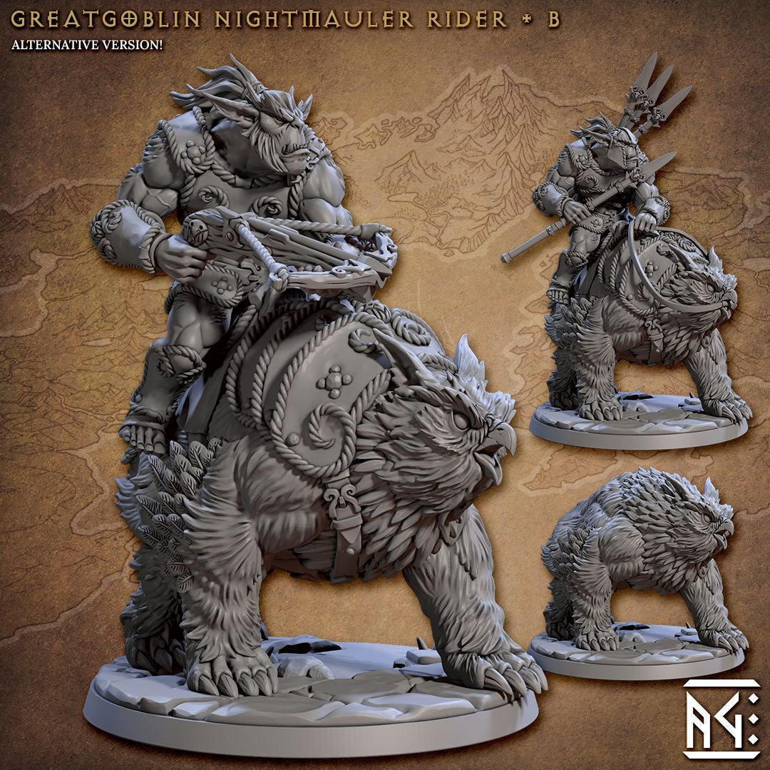 Owlbear Riders | Large | 32mm | Artisan Guild | Bronzeclad Great Goblins | Dungeons and Dragons TTRPG